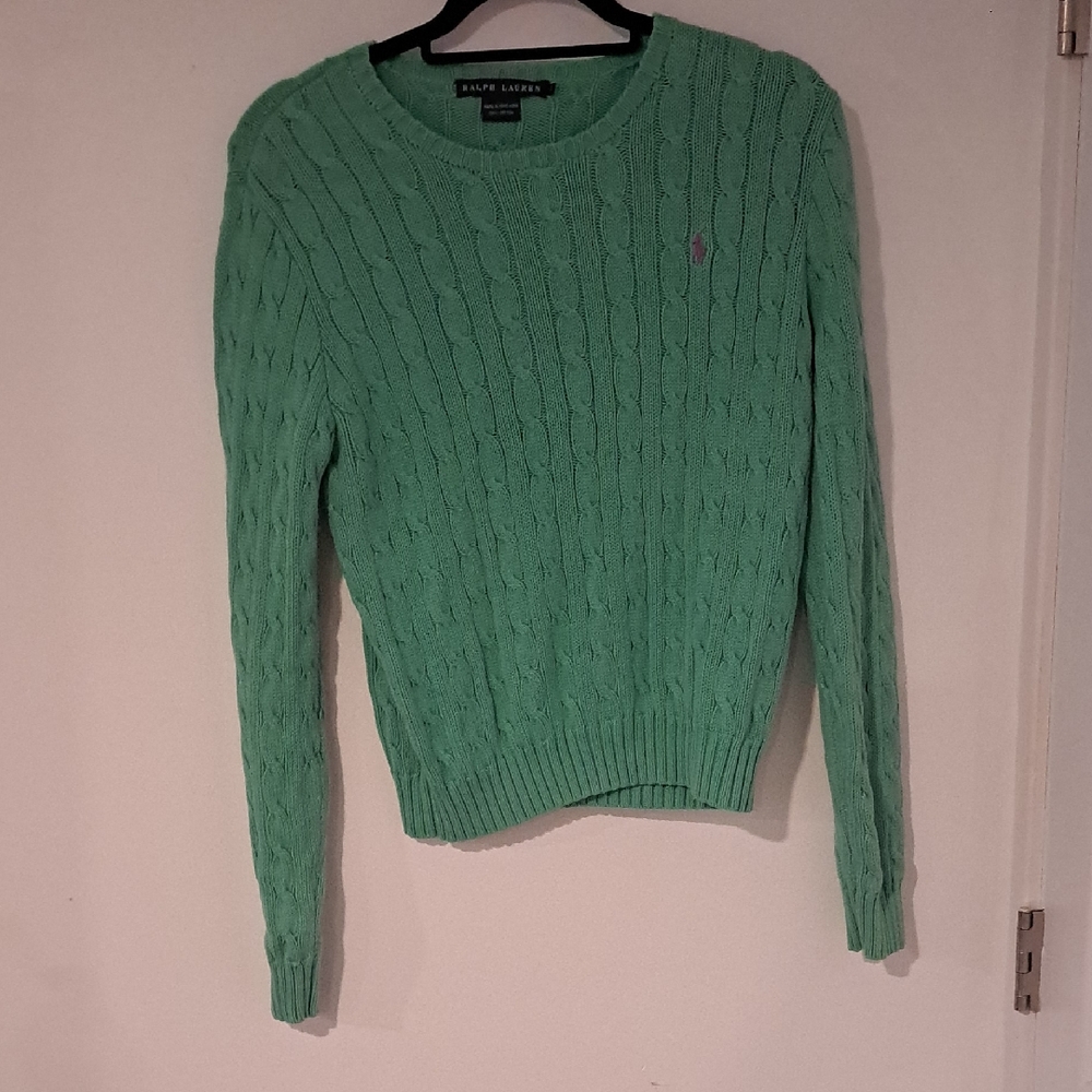 Ralph Lauren Mint Cable Knit Sweater Size L